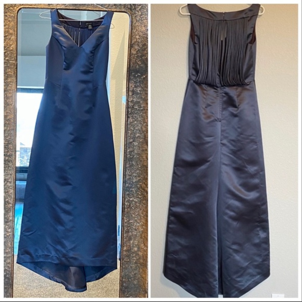 BCBGMaxAzria blue/grey hi-low formal dress 4